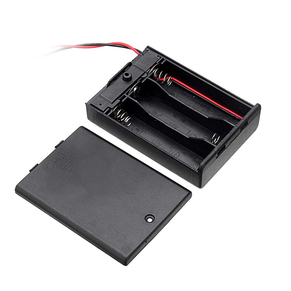 1pcs 3x AA 2A 4.5V Cell Battery Holder Box Case With Switch 6'' Lead Wire Black