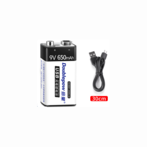 Doublepow 9V 650MAH USB 6F22 Rechargeable
Lithium Battery（With 30CM USB
Cable）
